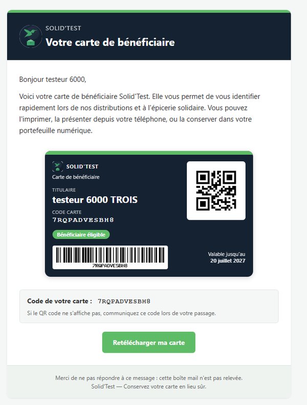 E-mail : Carte beneficiaire