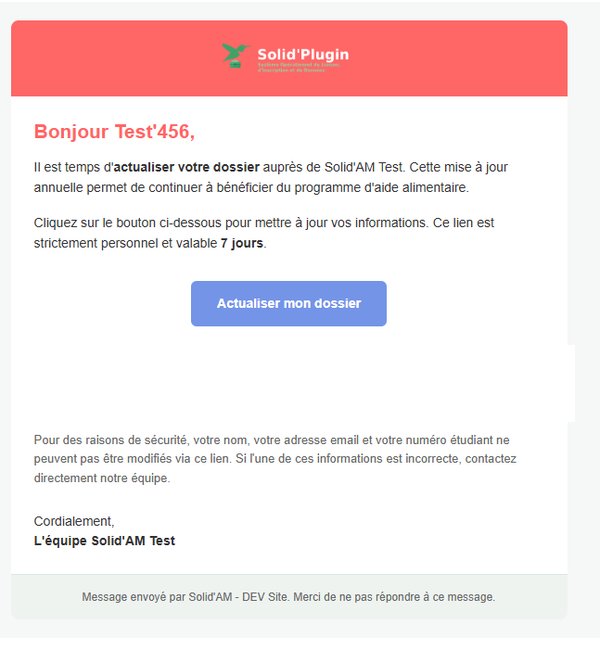 E-mail : Rappel d'actualisation