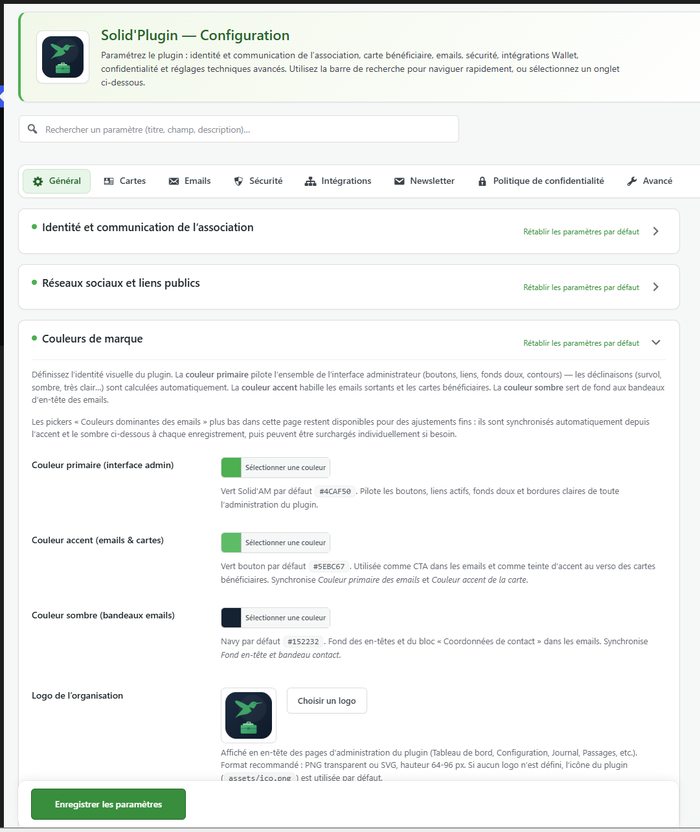 Back-office : Configuration